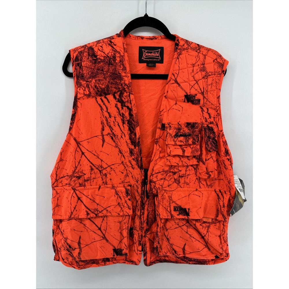 Gamehide Medium Blaze Orange Hush Camo Hunting Vest Naked North Pockets Zip NEW